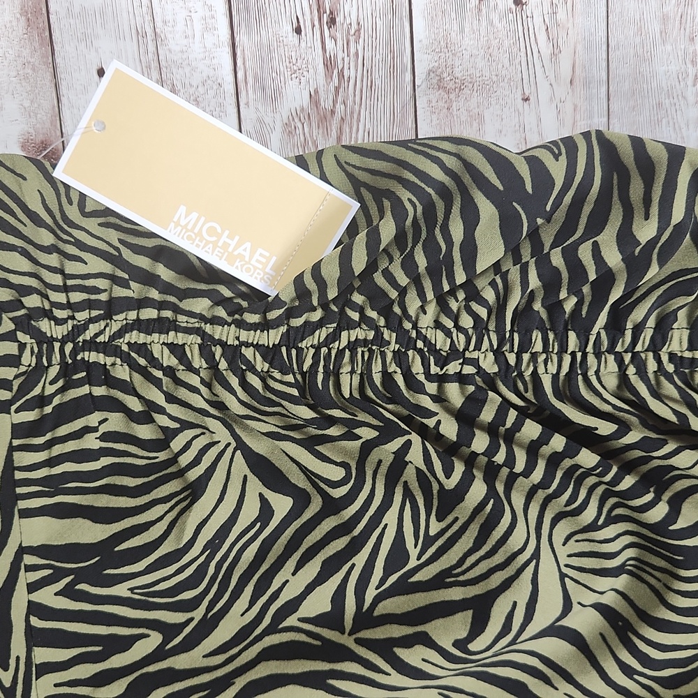 NWT, Michael Kors, Women's Olive and Black zebra print skirt, Sz M - Picture 3 of 11